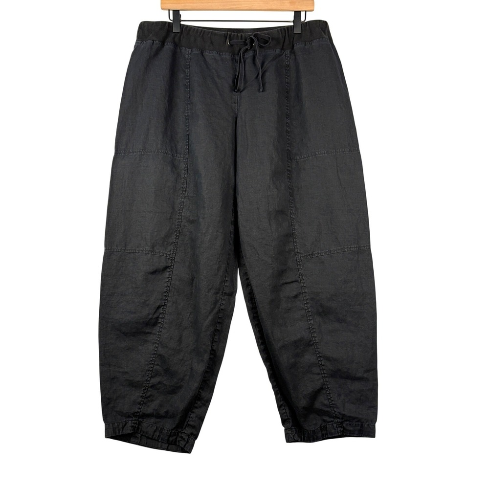 Eileen Fisher Org Linen Crop Barrel Pant 34 x 26 L Drawstring Minimalist Coastal